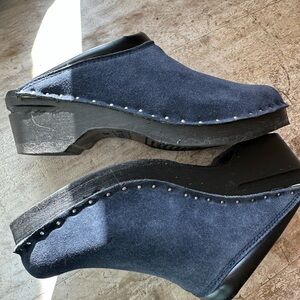 Elegant Navy Suede Mules with Studded Detail
